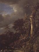 Jacob van Ruisdael, Oak Tree and Dense Shrubbery at the Edge of a pond